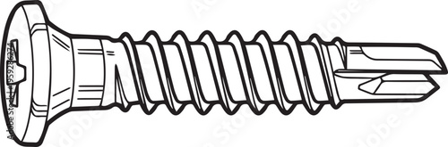 Screw, metal screw, screwdriver slot, industrial fastener, hardware