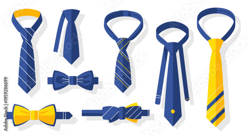 Collection of Neckties and Bow Ties, Formal Wear Accessories, Business Attire