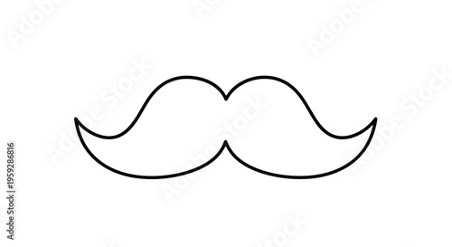 Simple Black Outline of a Classic Mustache Icon on White Background