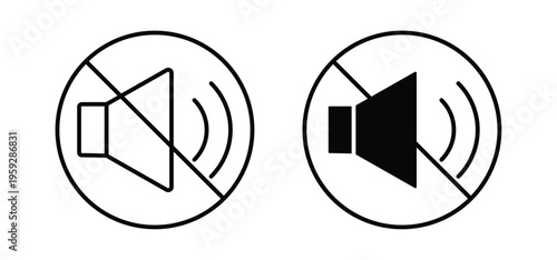 No sound signs. black and white line icons pack.