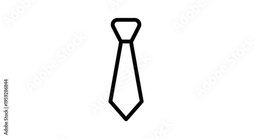 Simple black tie icon on white background, formal wear, business accessory, graphic element