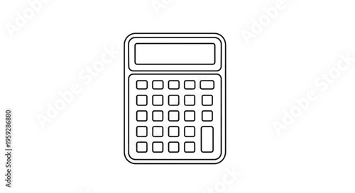 Simple Calculator Icon Line Art, Digital Device for Calculations and Math
