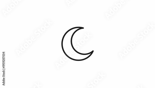 Simple Crescent Moon Icon, Minimalist Night Sky Symbol, Celestial Body Outline