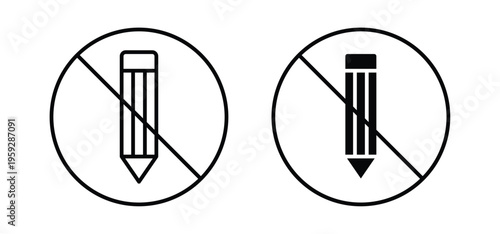 No writing signs. black and white line icons pack.