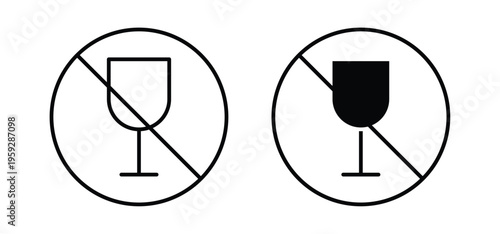 No wine signs. black and white line icons pack.