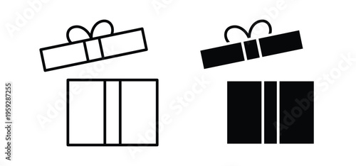 Open gift box icon. black and white line icons pack.