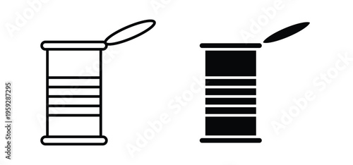 Open tin can icon. black and white line icons pack.