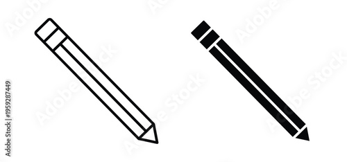 Pencil icon. black and white line icons pack.