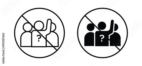 Please do not ask signs. black and white line icons pack.