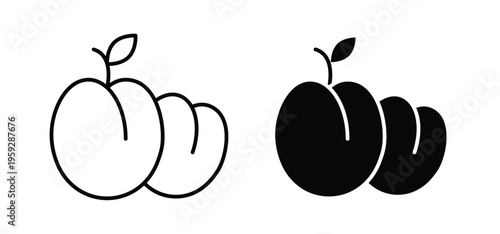 Plum icon. black and white line icons pack.
