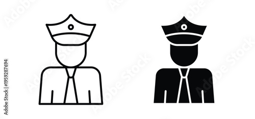 Police icon. black and white line icons pack.