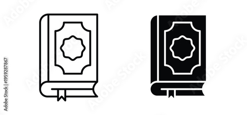 Quran kareem icon. black and white line icons pack.