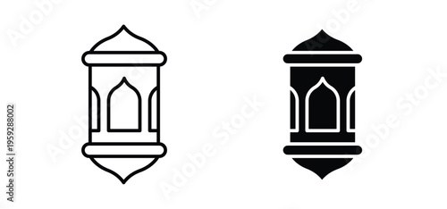 Ramadan lantern icon. black and white line icons pack.