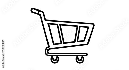 Shopping Cart Icon Outline, E-commerce and Online Shopping Symbol