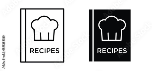 Recipe book icon. black and white line icons pack.