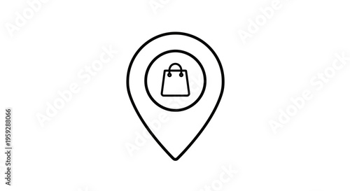 Shopping Location Icon: Map Pin with Shopping Bag Symbol