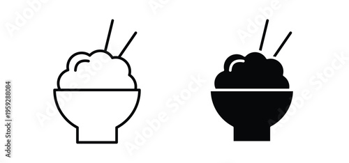 Rice bowl icon. black and white line icons pack.
