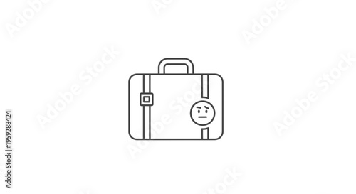 Sad Suitcase Icon with Unhappy Face - Travel Problems, Vacation Disappointment