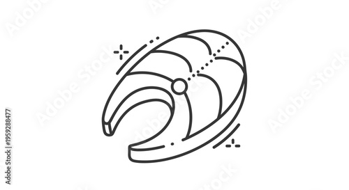 Salmon Steak Icon: Fresh Fish Cut, Healthy Food, Seafood Ingredient, Vector Art