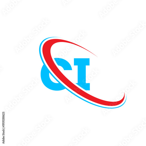 Professional ci initial letter logo featuring vibrant red and cyan blue circular arcs. Creative typographic design for business identity marketing projects and startup company branding solutions. Free Download Professional ci initial letter logo featuring vibrant red and cyan blue circular arcs. Creative typographic design for business identity marketing projects and startup company branding solutions. - GFXLoad