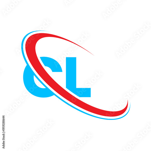 Free Download Minimalist cl initial logo featuring a bold blue font style wrapped in a creative red and blue swoosh arc. Suitable for professional services legal firms and modern corporate identities today. - GFXLoad