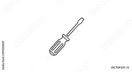 Screwdriver Icon Vector Illustration - Simple Outline Tool for Repair and DIY Projects
