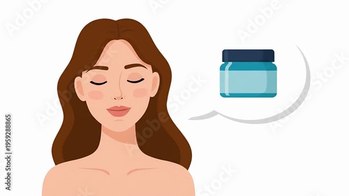 Woman Dreaming of Skincare Products and Face Mask Animation
