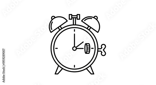 Retro Alarm Clock Icon, Time Management Concept, Vintage Style