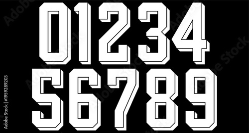 number set for jersey with modern and retro style
