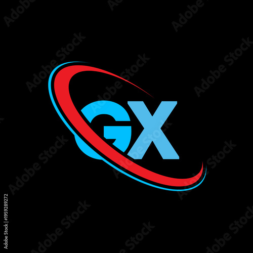Modern GX monogram design with circular motion paths. Professional vector graphic suitable for esports teams or technology startups looking for a bold and energetic visual brand identity.