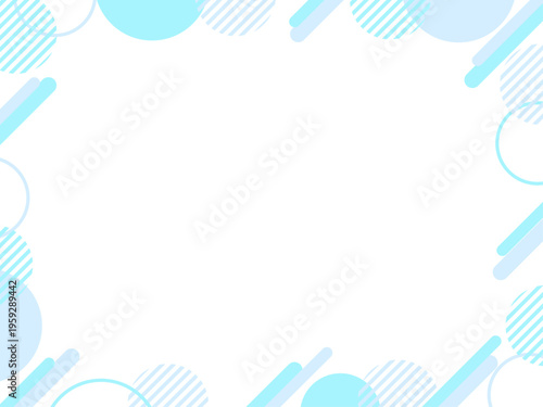 幾何学模様の背景フレーム／夏のさわやかカラーのメンフィスグラフィックパターン背景