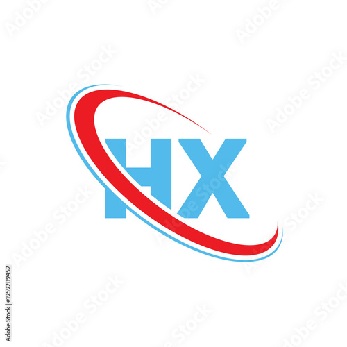 Free Download hx letter logo design with swoosh red and blue circle. hx letter creative logo design. hx initials logo design with circle. hx logo design. - GFXLoad