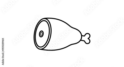 Raw Ham Hock Leg Icon, Meat Product, Food Ingredient, Outline Style