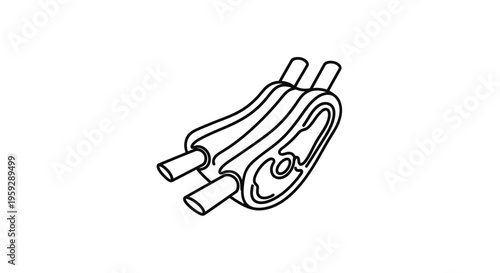 Raw Lamb Chops Icon, Outline Vector Illustration of Meat Cut