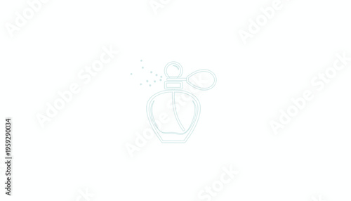 Perfume Bottle Spraying Mist, Elegant Outline Icon, Minimalist Design