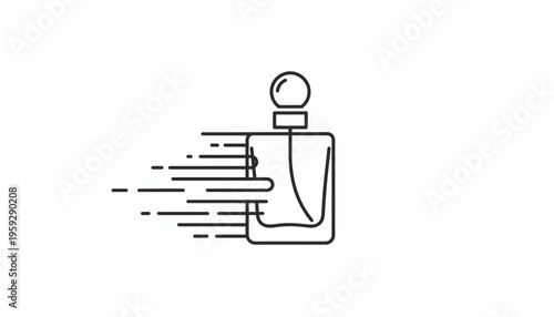 Perfume bottle with motion lines, representing speed and delivery