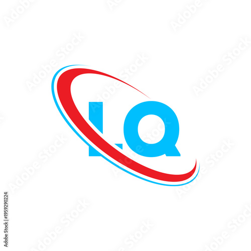 Modern LQ initials combined with stylized circular paths. Professional emblem for corporate use and branding projects. Clean vector illustration representing speed and forward movement.