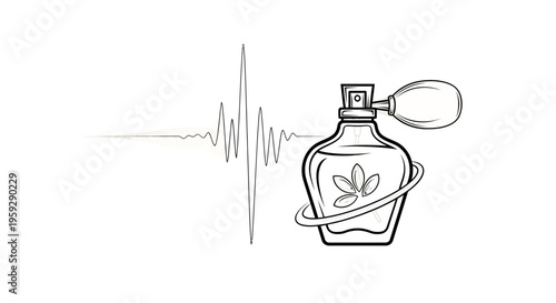 Perfume Bottle with Sound Wave Graphic