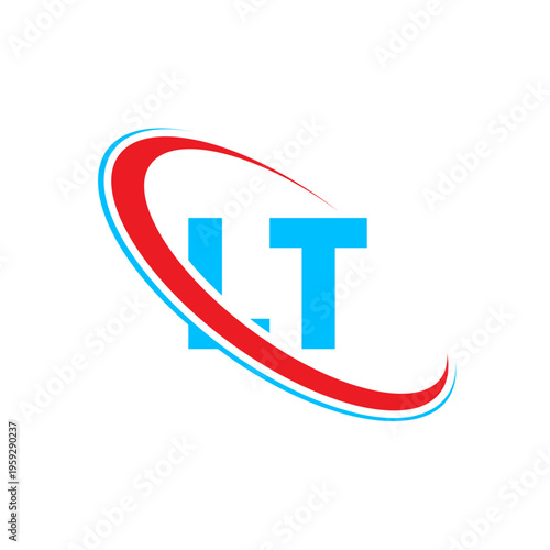 Professional LT letter logo featuring dynamic elliptical curves. Modern identity design for corporate branding. Clean bold typography with vibrant color palette for business marketing materials.