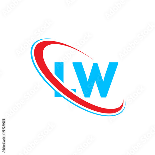 Professional LW initial logo for business branding solutions. Clean bold letters with elliptical motion elements. High quality vector graphic for corporate identity and marketing collateral.
