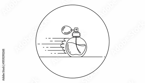 Perfume Bottle with Speed Lines, Concept of Fast Fragrance Delivery or Scent Dispersal