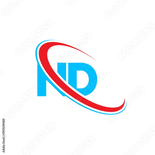 ND letter logo design, creative ND letters with swoosh circle. letter ND logo, business and company logo, letters logo. modern and elegant ND logo design, letters swoosh circle logo.