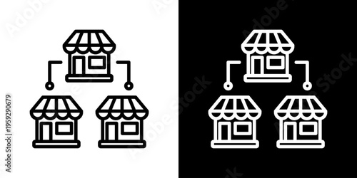 Franchise Icon Set Vector Collection Isolated In Black And White