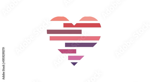 Broken heart with colorful stripes symbol.