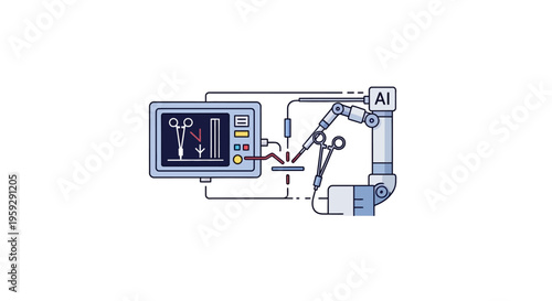 Industrial robotic arm with AI technology.