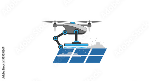 Drone cleaning solar panels efficiently.