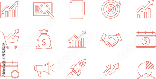 Illustrative icons representing business growth and financial success concepts