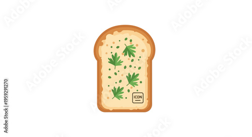 A slice of bread with cannabis leaves.