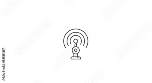 A simple line drawing of a microphone with sound waves.
