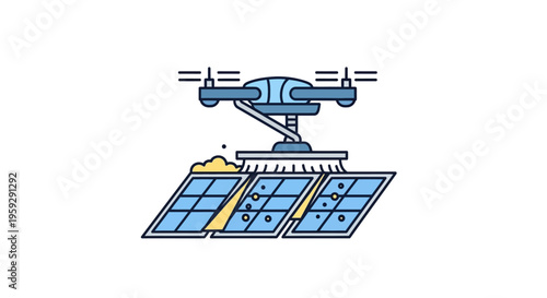 A robotic arm cleans solar panels.